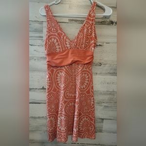 Patagonia Womens Margo Dress Floral Sleeveless Surplice V-Neck Stretch Orange XS